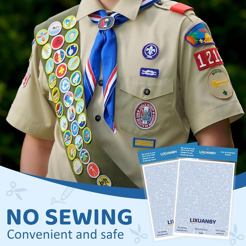 Wallace Forge Magic Patch Adhesive, Double-Sided Patch Magic Stickers Washable for Girl Guides and Boy Scouts Brownie, Clothing Patches, Fabric, Cut to Size, No Iron or Sew Required (6 Pack) - Image 2